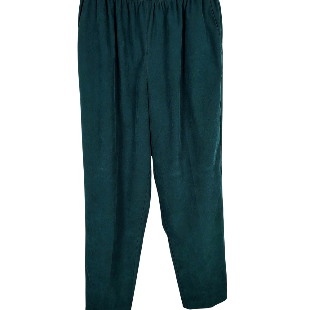 Alfred Dunner Womens SZ 14 Tapered Pants Teal Textured Elastic Dark Academia